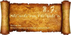 Mészáros Fábián névjegykártya